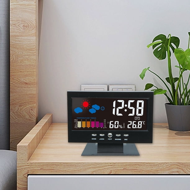 Despertador Digital, Pantalla a Color Con Indicador De Temperatura Y Humedad, Retroiluminacin Lcd, Alarma Silenciosa, Ideal Para El Hogar Y La Oficina, Pronstico Del Tiempo, Diseo De, UKHBMC
