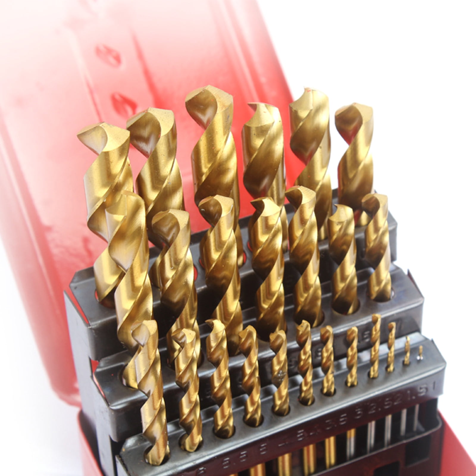 UNTERING Twist Drill 25Pcs Titanium Twist Drill Bit Set High Speed Steel Drill Bits with Storage Box for Steel Plastic Metal Copper Aluminum