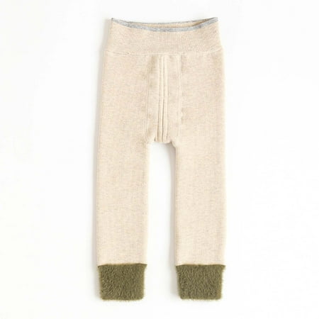 

Tejiojio Girls and Toddlers Soft Cotton Clearance Baby Girls Can Open The Crotch Velvet Thickened Leggings Cropped Trousers