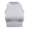 thumbnail image 7 of Gsakboxl Womens Summer Tops Women Summer Ribbed Knit Crop Tank Top Cutout Sleeveless Crewneck Racerback Slim Fit Breathable Fashion Cami White, 7 of 7
