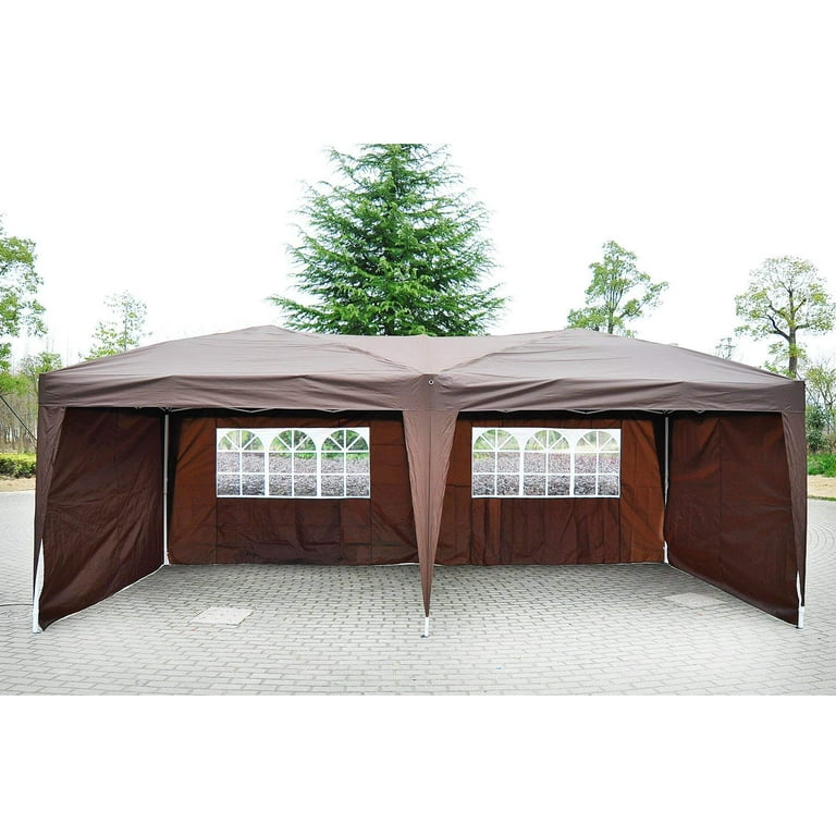 Easy Pop Up Party Tent, Coffee Brown 4 Removable Sidewalls 10-Feet x 20-Feet - Walmart.com
