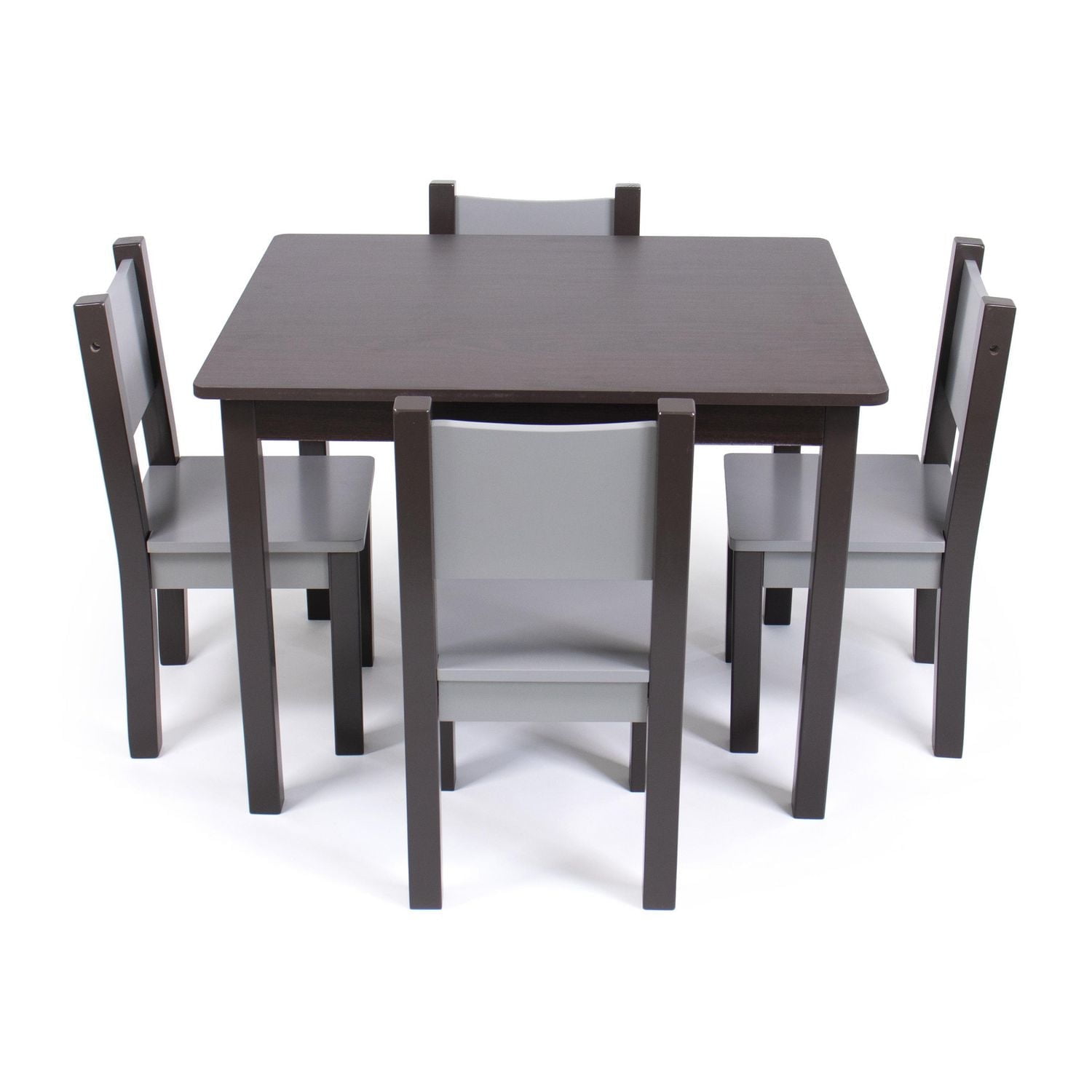Humble Crew Ensemble table et 4 chaises pour enfants, bois, Expresso/Gris