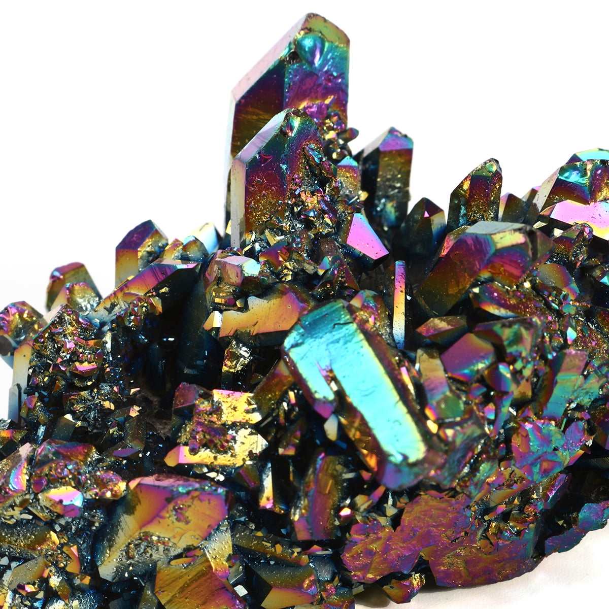Rainbow Titanium Coated Drusy Quartz Geode Crystal Cluster Specimen Display HOT 
