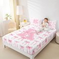 thumbnail image 3 of Manfei Pink Loves Pattern Queen Sheet Sets For Girls,Cartoon Letter K Initial Print Bed Set For Kids,4 Pieces, 3 of 6