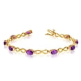 thumbnail image 1 of 10K Yellow Gold Oval Amethyst Stones And Diamonds Infinity Tennis Bracelet, 7", 1 of 1
