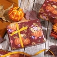 thumbnail image 3 of Thanksgiving Wrapping Paper Roll, Give Thanks Pumpkin Floral Design on Burgundy Background for Autumn, Fall, Harvest Celebrations, Family Gatherings, Thanksgiving Dinner, 17 inches x 32.8 Feet, 3 of 9