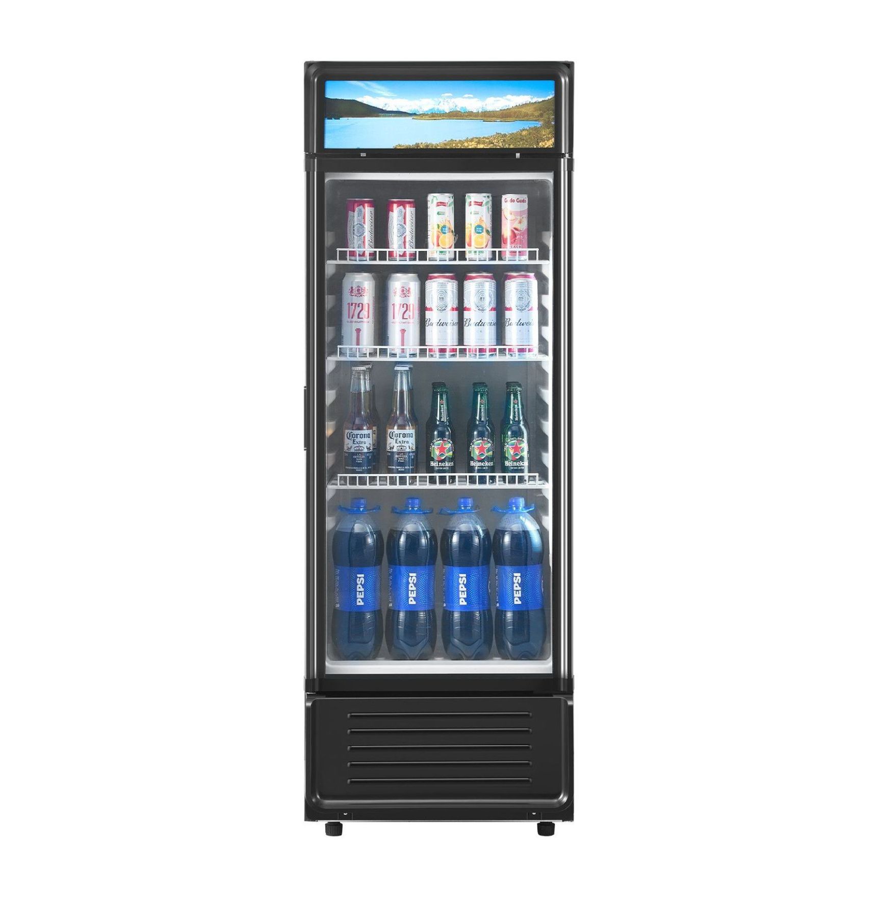 Commercial Refrigerator 12.2 CU.FT Glass Door Display Cooler, Beverage Refrigerator Merchandiser, Adjustable Shelves, Frostless, LED Lighting