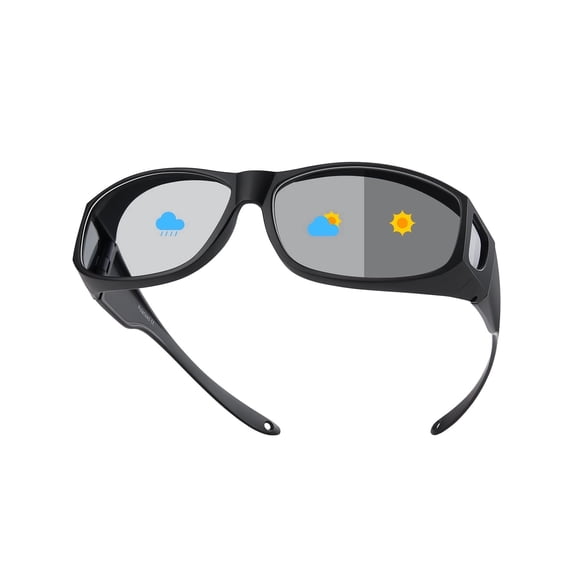 TINHAO Photochromic Polarized Fit Over Sunglasses UV400 Anti-Glare Over Prescription Glasses for Men Women Lightweight TR90 Wraparound Driving Fishing Cycling Eyewear - 4 Colors
