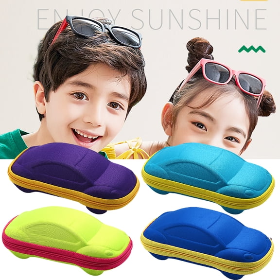 Walbest Fashion Children's Car Shaped Glasses Case, Cute EVA Zipper Hard Sunglasses Box for Kids (Without Glasses)