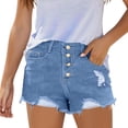 thumbnail image 2 of FUNUONY Jean Shorts Womens Womens Jean Shorts Baggy Jeans for Woman Denim Shorts Women Summer 2025 Trendy Women's Ripped Pocket Jeans with Rolled Edge Casual Shorts Light Blue Xl, 2 of 5