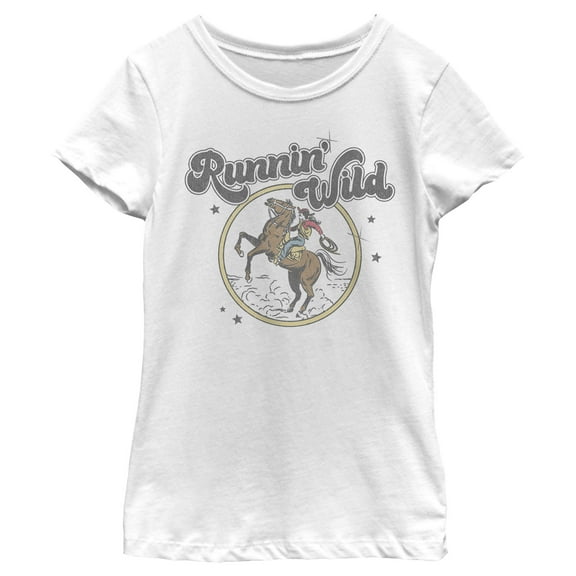 Girl's Lost Gods Distressed Runnin’ Wild Graphic Tee White Large