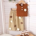 thumbnail image 2 of Xyant Toddler Baby Summer Clothes Girls 3 6 12 18 24 Months 2T 3T 4T 5T Girls Outfits Casual Clothing Suit Short Sleeve T-Shirt +Pants Set (Brown,18-24 Months), 2 of 6