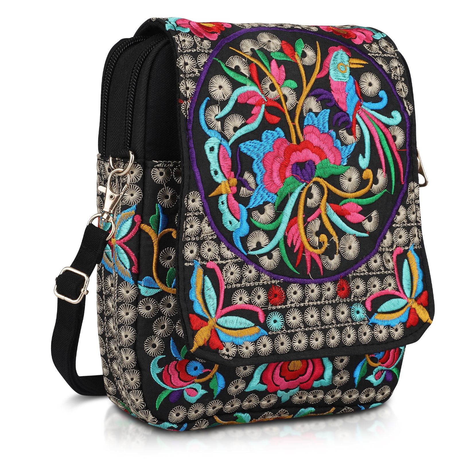 Cell Phone Bag, TSV Retro Embroidery Crossbody Purse, Small Vintage