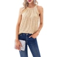 thumbnail image 2 of Sequin Halter Tops for Women Sleeveless Sparkly Shiny Tank Tops Ruched Flowy Sparkly Party Shirt Champagne Color XXL, 2 of 8