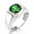 thumbnail image 2 of Emerald signet wedding ring for men in silver, promise emerald stone 925 silver ring for men, Male promise ring, Handmade green emerald ring, 2 of 3