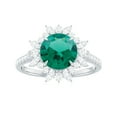 thumbnail image 4 of Rosec Jewels Nature Inspired Floral Ring, Created Emerald Ring with Moissanite Halo - 3.25 CT, 10K White Gold, US 4.00, 4 of 9