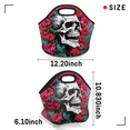 thumbnail image 3 of Herdesigns Sugar Skull Floral Gothic Insulated Lunch Bag Neoprene Lunch Box for Women Men Soft Cooler Bag Washable Lunch Tote for Work Outdoor Picnic, 3 of 7