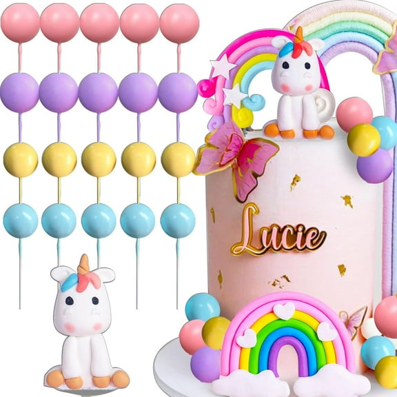 Magical Unicorn Cake Topper & Party Favors - Rainbow Birthday Decoration for Girl