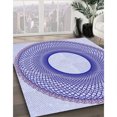 thumbnail image 3 of Ahgly Company Machine Washable Indoor Round Transitional Heavenly Blue Area Rugs, 7' Round, 3 of 7