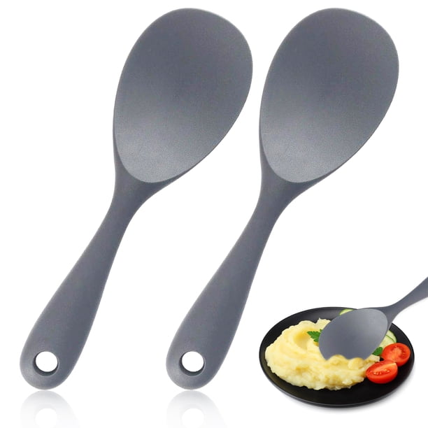 Bearachild 2 unids/set olla arrocera de silicona Premium cuchara para servir paleta de arroz de silicona duradera y duradera Mostrada