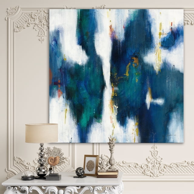 Designart - Blue Glam Texture I - Contemporary Premium Canvas Wall Art