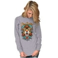 thumbnail image 3 of Stay Wild Tiger Head Rose Tattoo Plus Size Long Sleeve Graphic Tee Shirt Brisco Brands 2X, 3 of 5