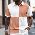 thumbnail image 2 of RMGVDSD Men's Polo Shirts Men Color Blocked Casual Loose Comfortable Trendy Business Shirt Button Lapel Short Sleeve Polo Shirt Fashion Knit Golf Shirt, 2 of 9