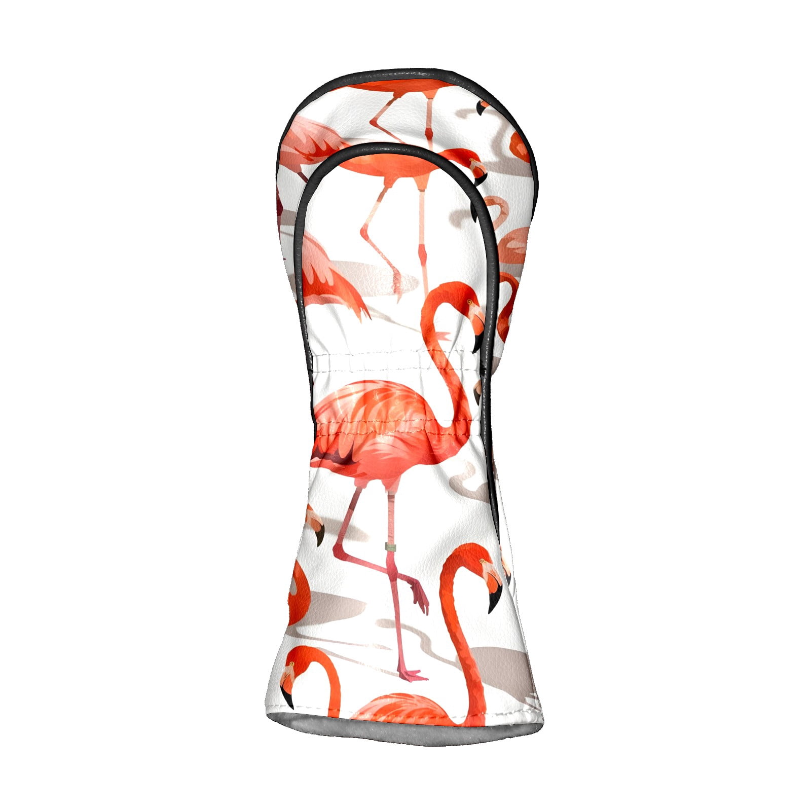 Golf Club Covers, Red Flamingo Premium PU Leather Driver Hybrid Putter Head Covers with Velvet Lining, Waterproof Golf Gifts for Men Women