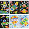Lovyan Mosaic Sticker Art Sticky DIY Handmade Art Kits for Kids - Astronaut, Spaceship, Alien, UFO, Hot-air Balloon, Airplane(6 Pack)