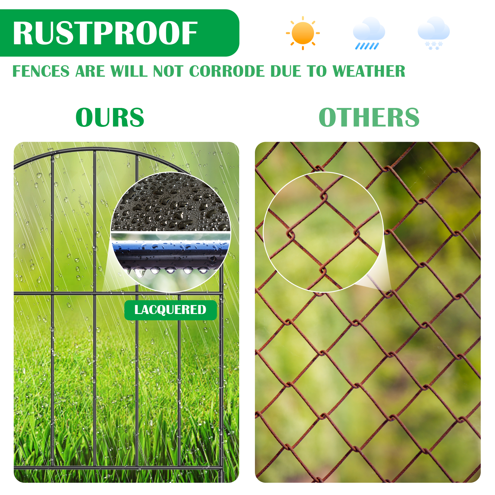 Yeabett Garden Fence,10 Pcs Rustproof Metal Fence Panels，Total 10ft(L) x 24in(H) Garden Fencing Animal Barrier,Decorative Garden Fences and Borders for Dogs, Flower Bed, Patio