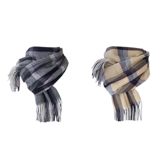 2 Packs Plaid Scarf for Women Thick Warm Long Shawl Winter Long Scarves Knit Wraps Cold Weather Large Scarfs