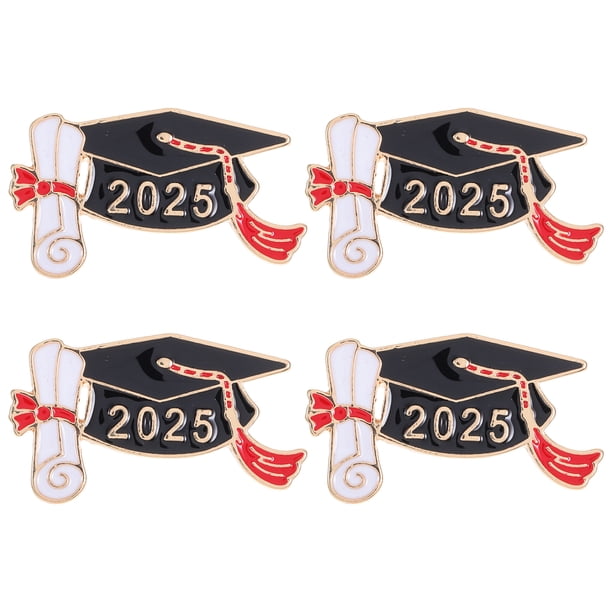4 broches de metal para sombreros, conmemorativos de graduación, para solapa, para hombre y mujer, para la temporada de graduación de 2025, decorativos para ropa y sombreros