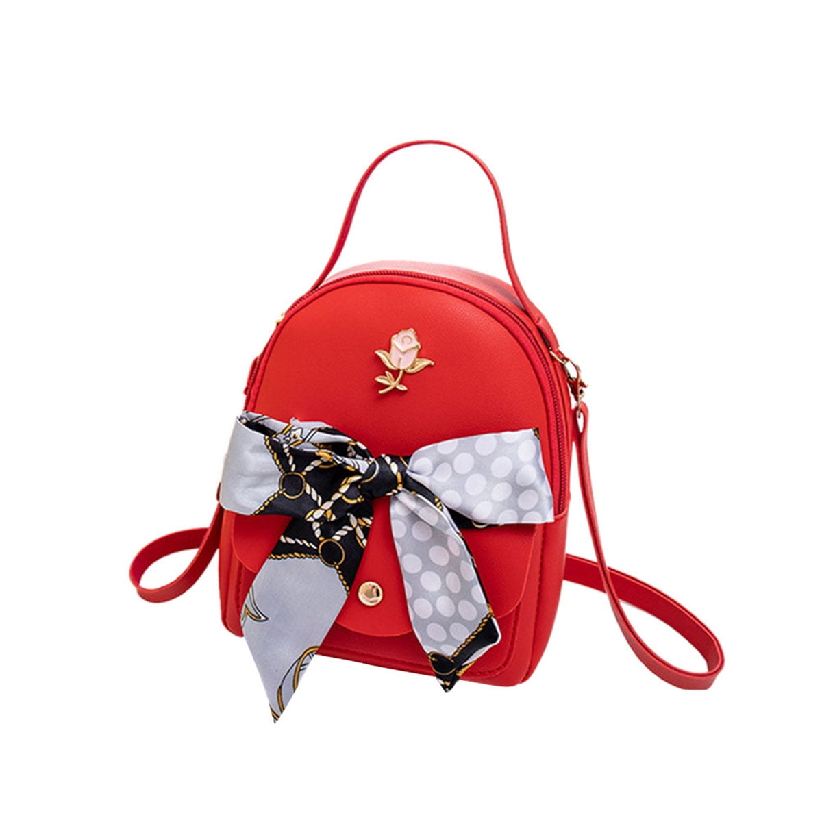 Women Girls School Bag PU Leather Backpack Mini Rucksack Purse Travel