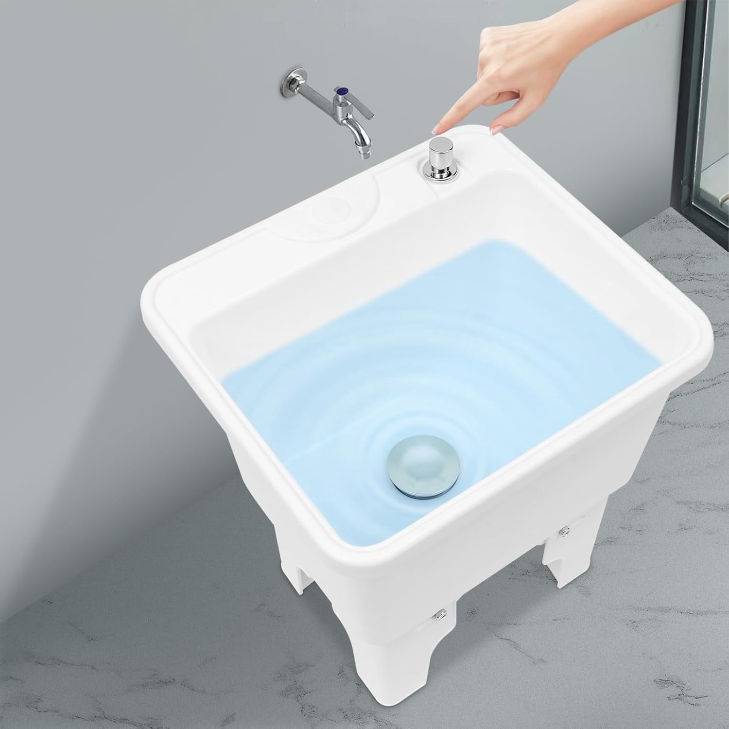 Commercial Floor Mop Sink,Portable Camping Sink,Indoor and Outdoor Utility Sink,Commercial Utility Floor Mount Mop Basin for Restaurant, Garage, Basement