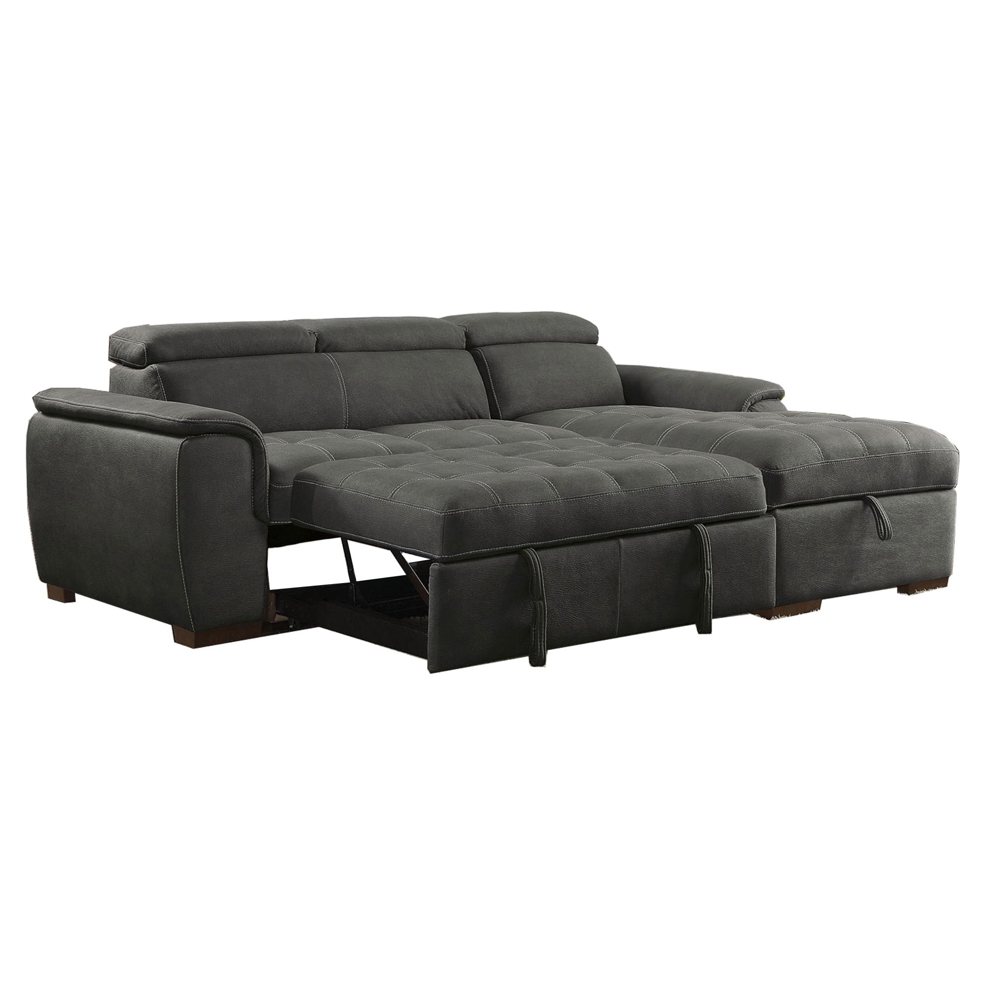 2 Piece Fabric Upholstered Convertible Sectional Sofa, Gray Walmart