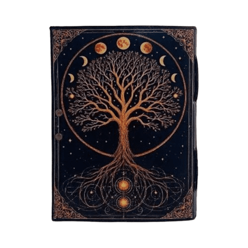 Handmade Leather Journal with Tree of Life Design, 5x7 Inch Notebook, 200 Vintage Handmade Paper Pages, Lock Closure, Antique Diary for Writing & Sketching