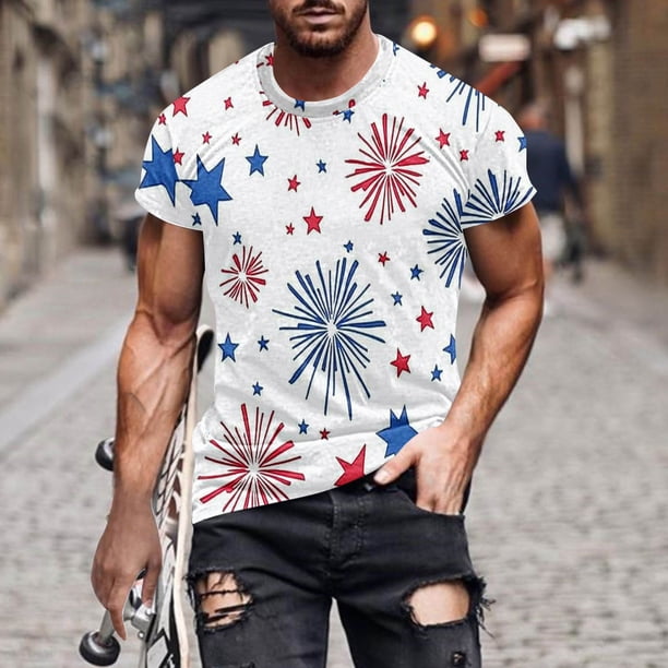Tops para hombre, blusas y camisas de manga corta con cuello redondo para hombre, jersey informal de moda con estampado para hombre, camiseta de manga corta con cuello redondo, blusa de poliéster para