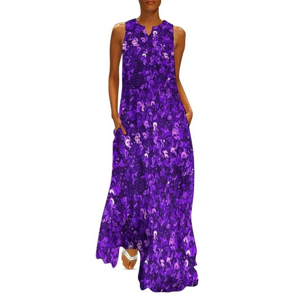 Purple Sequin Print Long Dress Wom's summer suit Wom's clothing wedding guest dress02 Dress