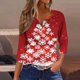 thumbnail image 1 of Puntoco Blusa informal de cuello redondo con mangas 3/4 cortas y estampado a la moda para mujer, 1 of 5