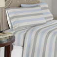 thumbnail image 2 of Pointehaven  Superior Weight Cotton Deep Pocket Flannel Bed Sheet Set Savannah Twin Striped, 2 of 6