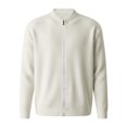 thumbnail image 4 of Mens Zip Up Sweater Jacket Light Slim Fit Knit Stand Collar Ribbed Jackets Color Beige Size XXL, 4 of 4