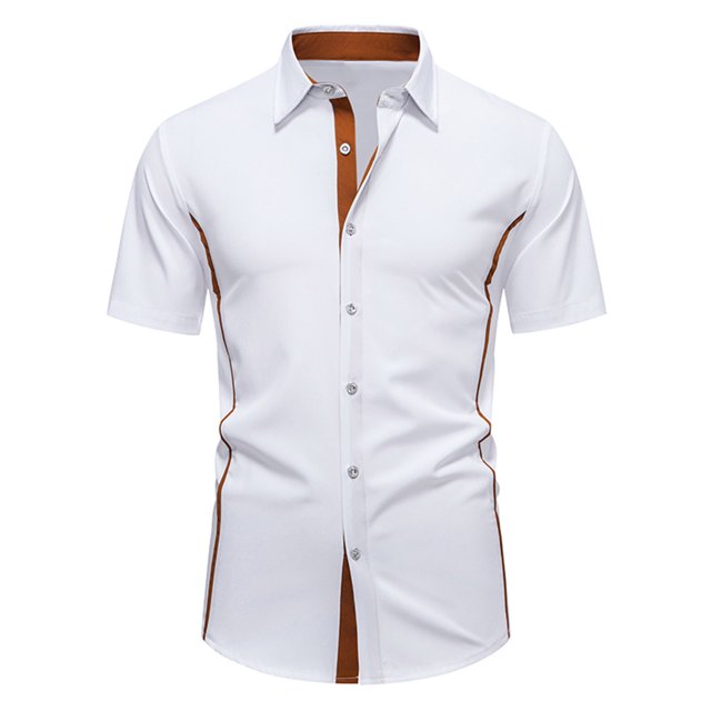 T-Shirts Col Rond pour Hommes T-Shirts Unis 2025 Chemise Décontractée pour Hommes Mode Élégante Été Manches Courtes Slim Chemise à Col Simple Boutonnage