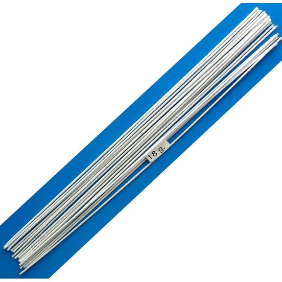 18 Gauge White Cotton Covered Floral Wire - 20 feet per bundle (6.1m) in 12 inch lengths (30.5cm)