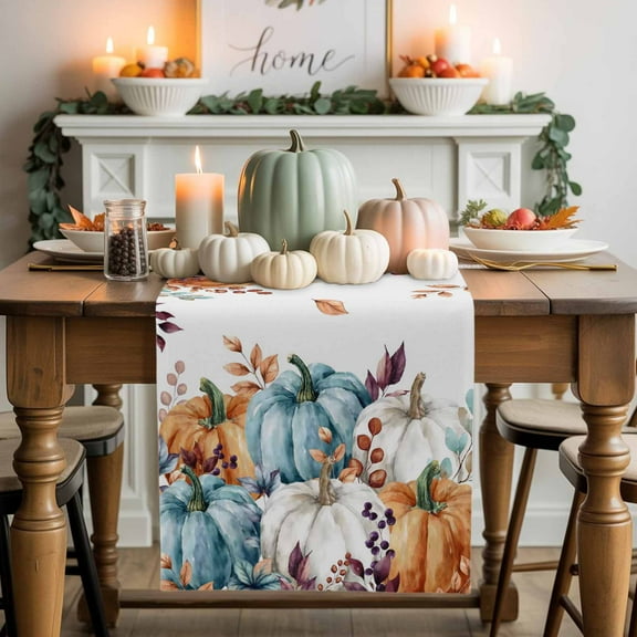 Fall Thanksgiving Table Runner, Autumn Thanksgiving Kitchen Dining Table Decoration for Home Party Decor 18x72 Inches