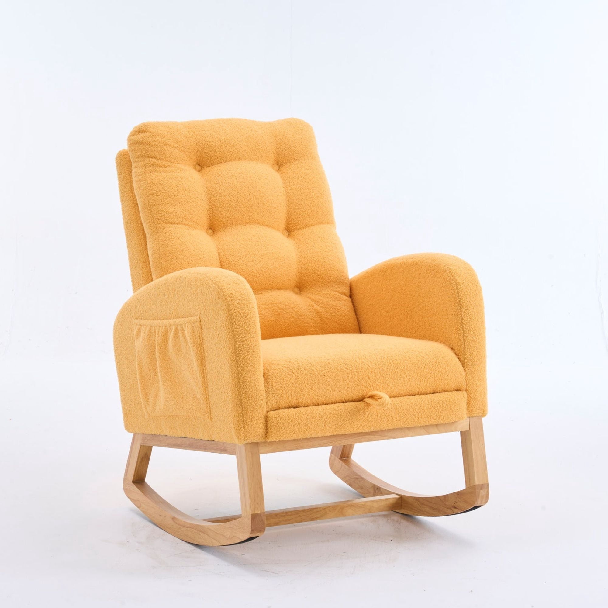 Sailvan Upholstered High Back Accent Rocking Chair with Footrest & Storage Pocket for Living Room
