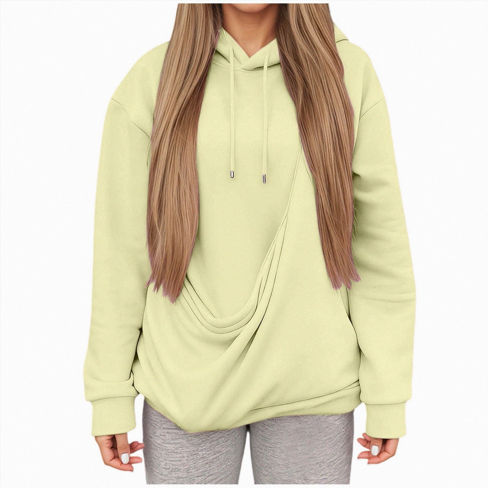 CAUYDY Womens Cat Pouch Hoodie with Kangaroo Pocket Dog Pouch Sweatshirts Pet Carrier Animal Holder Long Sleeve Pullover Tops Light Yellow Sizes S