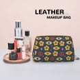 thumbnail image 4 of retro flowers Makeup Bag, Large Capacity Travel Cosmetic Bag for Women Girls- Travel Toiletry Bag Leather Portable Waterproof Makeup Case Organizer with Handle, 4 of 4