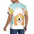 thumbnail image 2 of Goofa Corgi With Towel Ans Slice Cucumber Pattern Mens Golf Shirt Baseball T-shirt Moisture Wicking Dry Fit Performance Sport Short Sleeve Striped Golf Polo Shirts-X-Large, 2 of 7