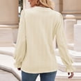thumbnail image 5 of Womens Tops Casual Notched V Neck T Shirts Trendy Cute Puff Long Sleeve Tunics Dressy Textured Blouses Poplin Shirt Women Women Casual V Neck Tops 3 4 Sleeve for Women Ladies Raglan Tees Long Sleeve, 5 of 6