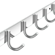 Amzice Metal clothes hooks, 8-Inch Coat&Towel Hook Rail Wall Mounted with 5 Hooks, Silver